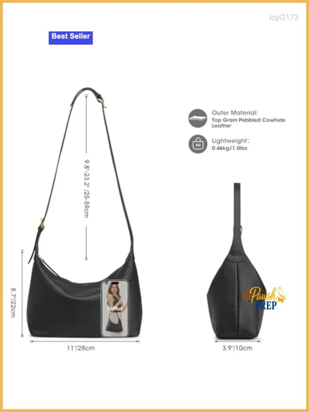 Genuine Leather Hobo Bag Crossbody Handbag Shoulder Purse Medium Versatile